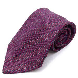 Authentic Hermes Designer Purple Blue 100% Silk Neck Tie